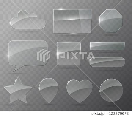 A set of glass icons or geometric shapes A set of glass icons or geometric shapes 122879078