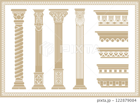 Set of silhouettes classic vintage capitals 122879084