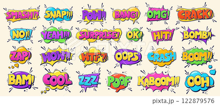 Colorful sticker phrases. 122879576