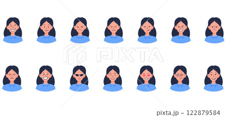 Portraits of woman. Girl Avatar.  Female emotions. 122879584