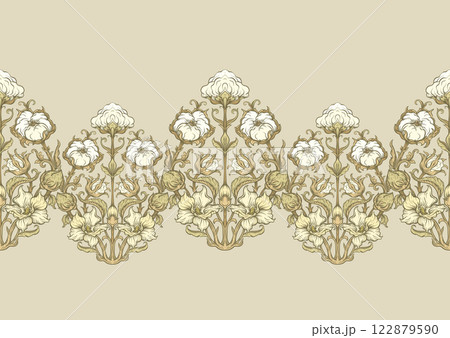 Pure cotton. Cotton plant. Art nouveau style Pure cotton. Cotton plant. Art nouveau style 122879590