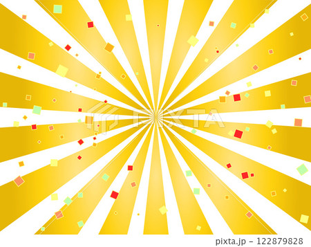 紙吹雪　金色の集中線　背景イラスト　ベクター 122879828