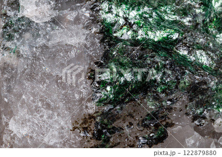 Macro mineral stone Fuchsite on a white background 122879880