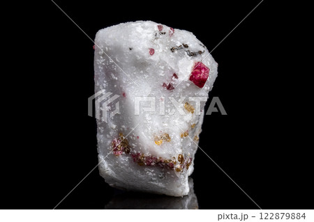 Macro mineral stone Spinel on a black background Macro mineral stone Spinel on a black background 122879884