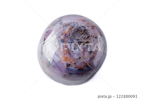 Macro of mineral Corundum Ruby Sapphire on white background Macro of mineral Corundum Ruby Sapphire on white background 122880091