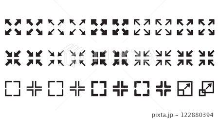 Full screen and exit full screen icon set 122880394