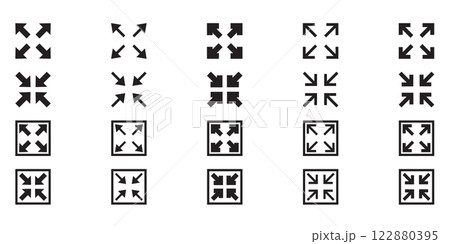 Full screen and exit full screen icon set 122880395