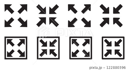 Full screen and exit full screen icon set 122880396
