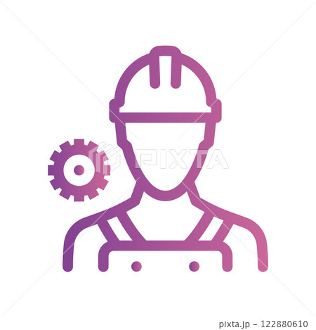 A simple icon for the theme, helmeted laborer repairman A simple icon for the theme, helmeted laborer repairman 122880610
