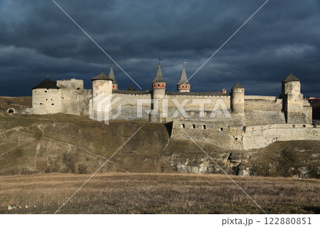 Old castle on Smotrych river, is a former Ruthenian-Lithuanian castle and a later three-part Polish fortress, located in historic city of Kamianets-Podilskyi, in historic region of Podolia in Ukraine Old castle on Smotrych river, is a former Ruthenian-Lithuanian castle and a later three-part Polish fortress, located in historic city of Kamianets-Podilskyi, in historic region of Podolia in Ukraine 122880851