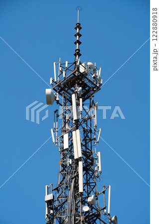 5G Cell tower on sky background 5G Cell tower on sky background 122880918