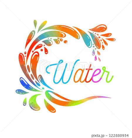 Colored drink with drops. hand drawn. Not AI, Vector illustration 122880934