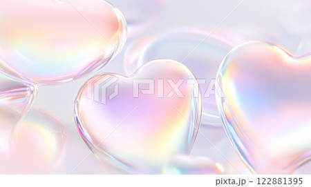 St Valentines Day inflated hearts in pastel colors floating in dreamy background with copy space 122881395