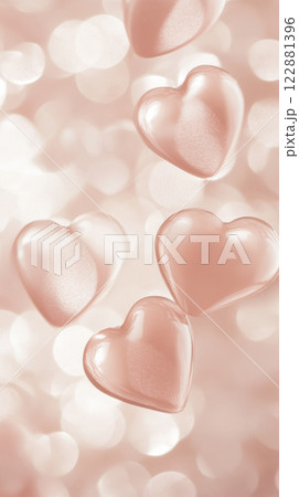 St Valentines Day inflated hearts in pastel colors floating in dreamy background with copy space 122881396