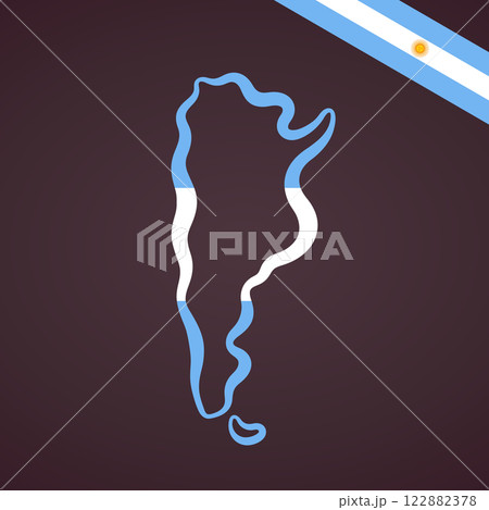 Argentina - Outline map and corner flag Argentina - Outline map and corner flag 122882378