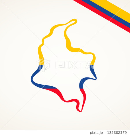 Colombia - Outline map and corner flag 122882379