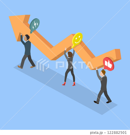 3D Isometric Flat Vector Illustration of Business Development and Progress , Company Profit Increase 3D Isometric Flat Vector Illustration of Business Development and Progress , Company Profit Increase 122882501