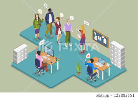 3D Isometric Flat Vector Illustration of New Members of a Team , Company Onboarding Process 122882551