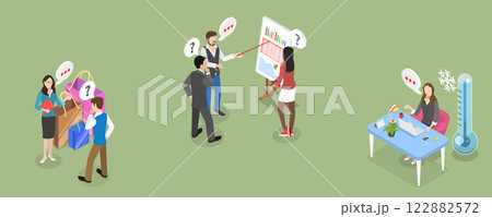 3D Isometric Flat Vector Illustration of Telemarketing, Selling Product Strategies 3D Isometric Flat Vector Illustration of Telemarketing, Selling Product Strategies 122882572