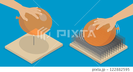 3D Isometric Flat Vector Illustration of Physics Experiment, Calculation Of Pressure Force divided by Area 3D Isometric Flat Vector Illustration of Physics Experiment, Calculation Of Pressure Force divided by Area 122882595