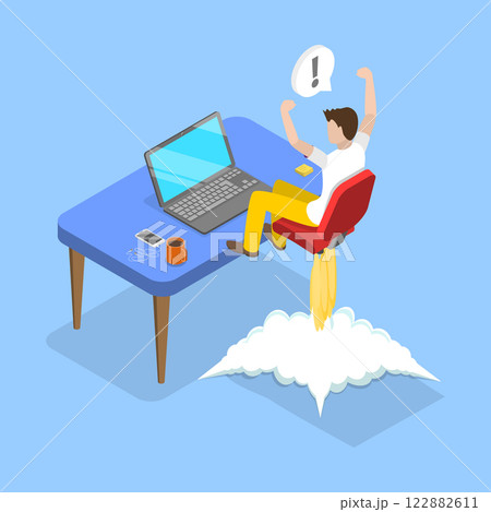 3D Isometric Flat Vector Illustration of Career Development, Towards Goals Through Motivation 3D Isometric Flat Vector Illustration of Career Development, Towards Goals Through Motivation 122882611