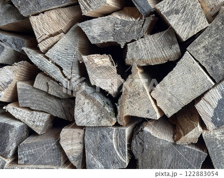 Pile of Chopped Firewood in a Rustic Stacked Configuration Pile of Chopped Firewood in a Rustic Stacked Configuration 122883054
