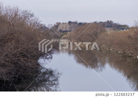 冬の荒川の景色 122883237