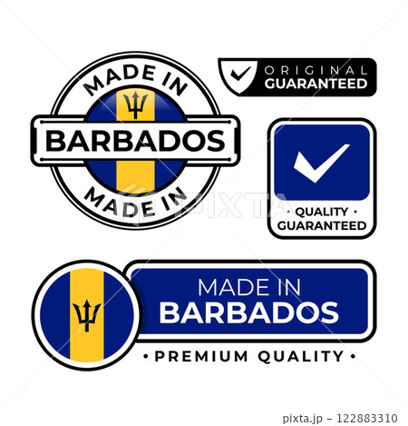 Badge bundle made in Barbados label icon emblem isolated on white background 122883310
