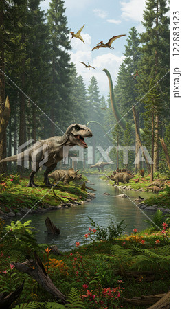 迫力満点!リアルなティラノサウルスの生態シーン 迫力満点!リアルなティラノサウルスの生態シーン 122883423