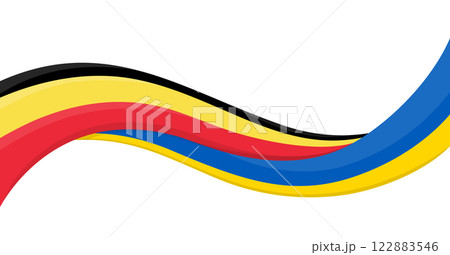 Wavy ribbon banner of Ukraine flag with Belgium Flag. Unity, solidarity, cooperation symbols. Logo for charity events, national campaigns, NGO, social initiatives, sports teams. Vector illustration. Wavy ribbon banner of Ukraine flag with Belgium Flag. Unity, solidarity, cooperation symbols. Logo for charity events, national campaigns, NGO, social initiatives, sports teams. Vector illustration. 122883546