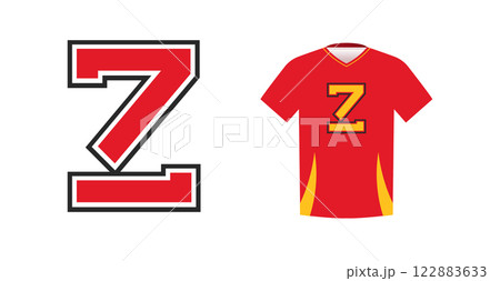 Outlined bold letter Z for varsity, college or school athletic jersey. Sport team identity, merchandise branding, national league competition wear. Vector logo 122883633