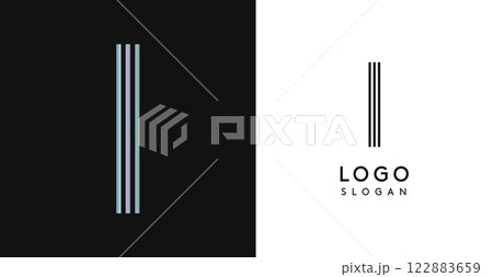 Minimalistic striped letter I, three lines monogram, shiny luxurious metallic gloss color logo for premium brand of jewels, fashion and beauty. Modern retro avant-garde identity. Vector illustration. Minimalistic striped letter I, three lines monogram, shiny luxurious metallic gloss color logo for premium brand of jewels, fashion and beauty. Modern retro avant-garde identity. Vector illustration. 122883659