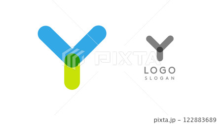 Soft rounded trendy logo, geometric colorful letter A with a modern tech feel, playful monogram design for corporate identity, creative branding, logotype template. Vector logotype 122883689