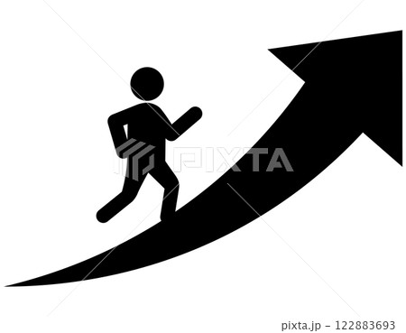 上向き矢印を登る人　ピクトグラム 122883693