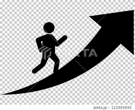 上向き矢印を登る人　ピクトグラム 122883693