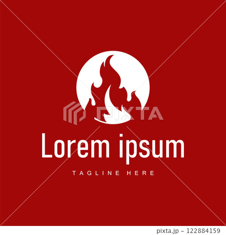 fire logo design template silhouette of fire burning illustration symbol simple flame 122884159