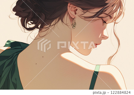 後ろ姿の女性 122884824
