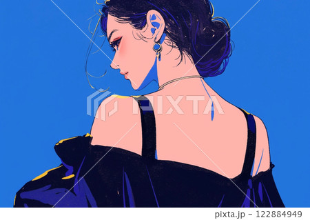 黒いドレスを着た女性 122884949