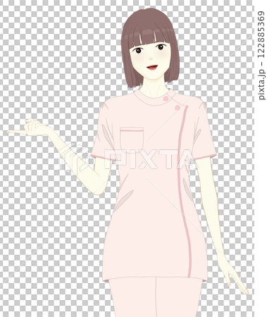 指差し案内をする看護師 指差し案内をする看護師 122885369