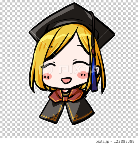 Smiling woman putting on a graduation cap at a graduation ceremony 1 122885389