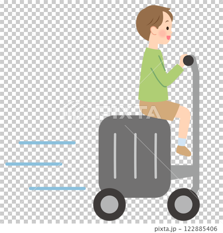 電動スーツケースに乗って移動する子ども 電動スーツケースに乗って移動する子ども 122885406