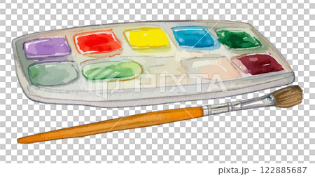 人工智慧生成的彩色調色板水彩插圖 122885687