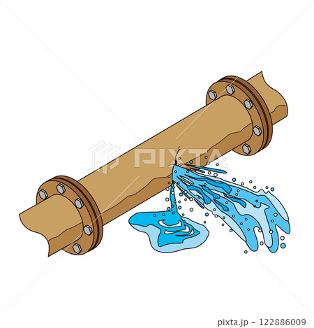 老朽化で壊れる水道パイプ 122886009