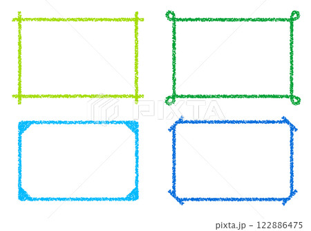 手描きのクレヨン素材　背景　4種のフレームセット 122886475