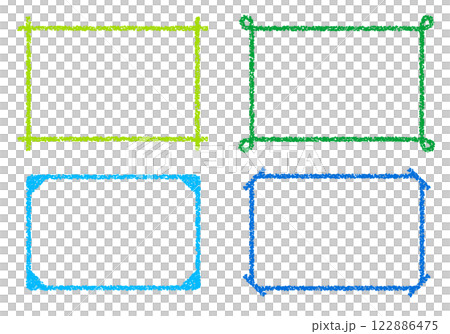 手描きのクレヨン素材　背景　4種のフレームセット 122886475