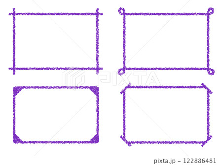 手描きのクレヨン素材　背景　4種のフレームセット 122886481