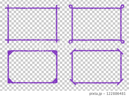 手描きのクレヨン素材　背景　4種のフレームセット 122886481