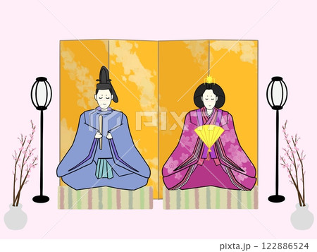 ひな祭りのお雛様のイラスト 122886524