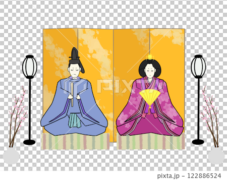 ひな祭りのお雛様のイラスト 122886524