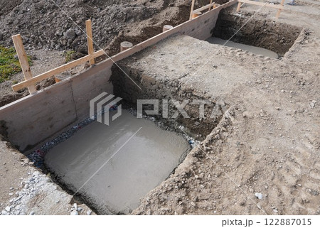 ガレージ建設のための独立基礎工事 30坪車庫ガレージ建設のための基礎工事 ガレージ建設のための独立基礎工事 30坪車庫ガレージ建設のための基礎工事 122887015